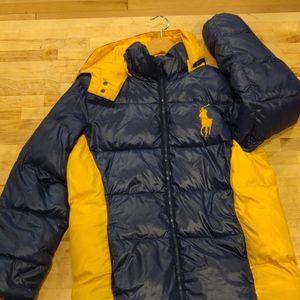Polo by Ralph Lauren blue and yellow puffer jacket